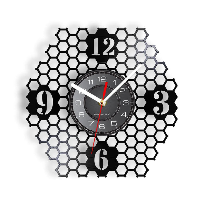 Geometric Honeycomb Vinyl Record Wall Clock