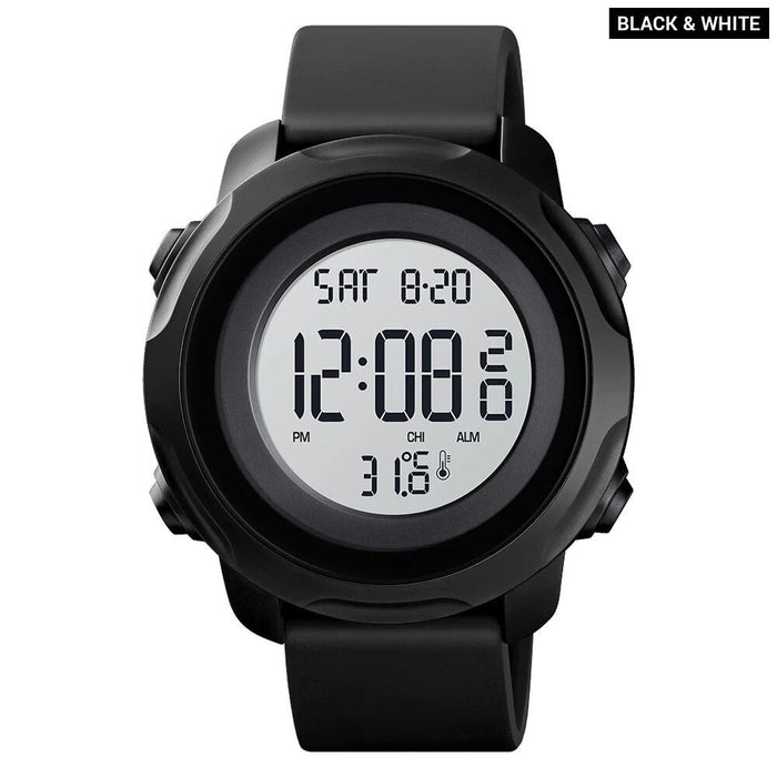 Men's Silicone Digital Date Calendar Display 5ATM 50M Water Resistant Wristwatch