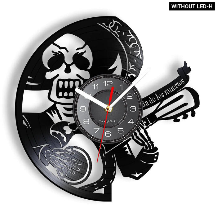 Dark Skull Vinyl Record Wall Clock