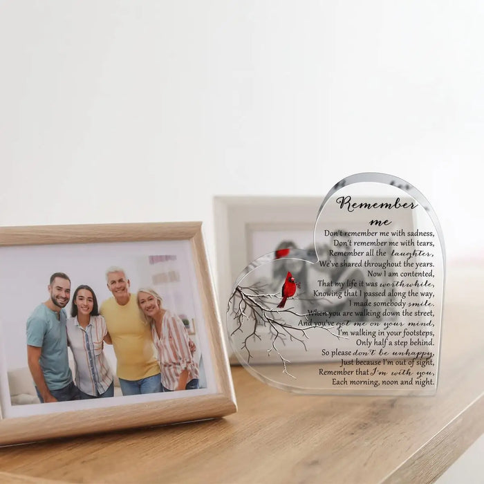 Sympathy Gifts Acrylic Heart Shaped Commemoratives