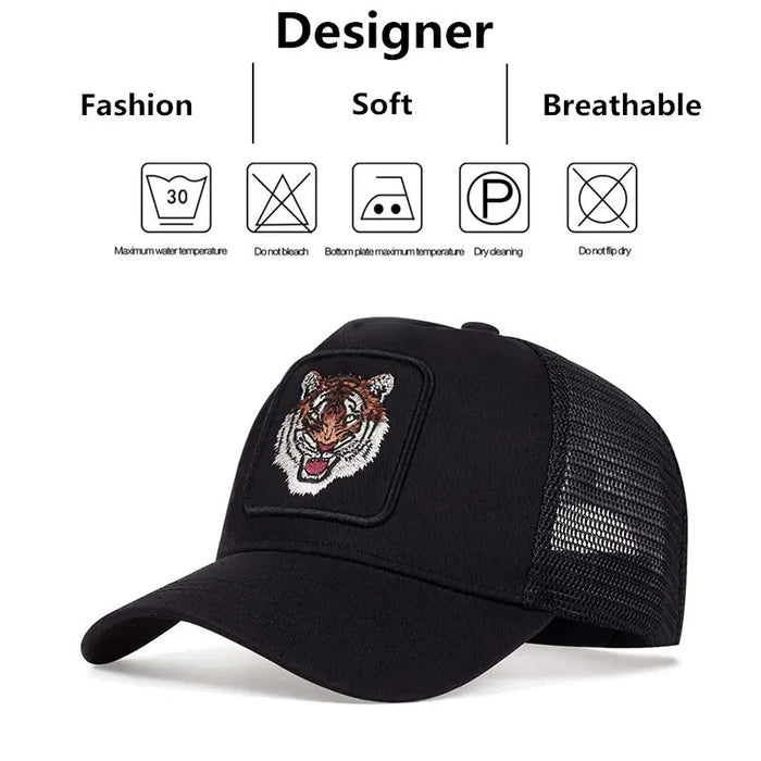 Adjustable Tiger Embroidered Baseball Cap / Hat For Outdoor Sun Protection