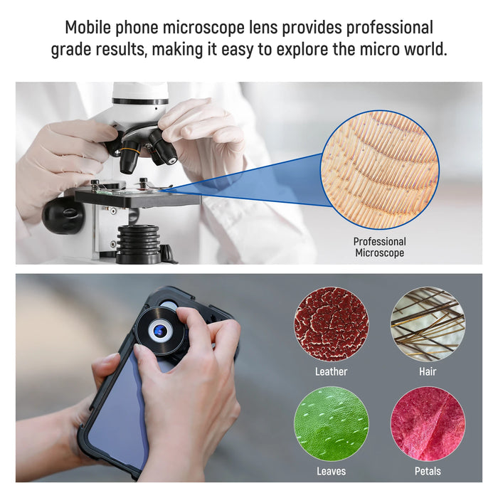 45X Rechargeable Phone Microscope With 50Mah Battery For Iphone Samsung 17Mm Lens Adapter Included