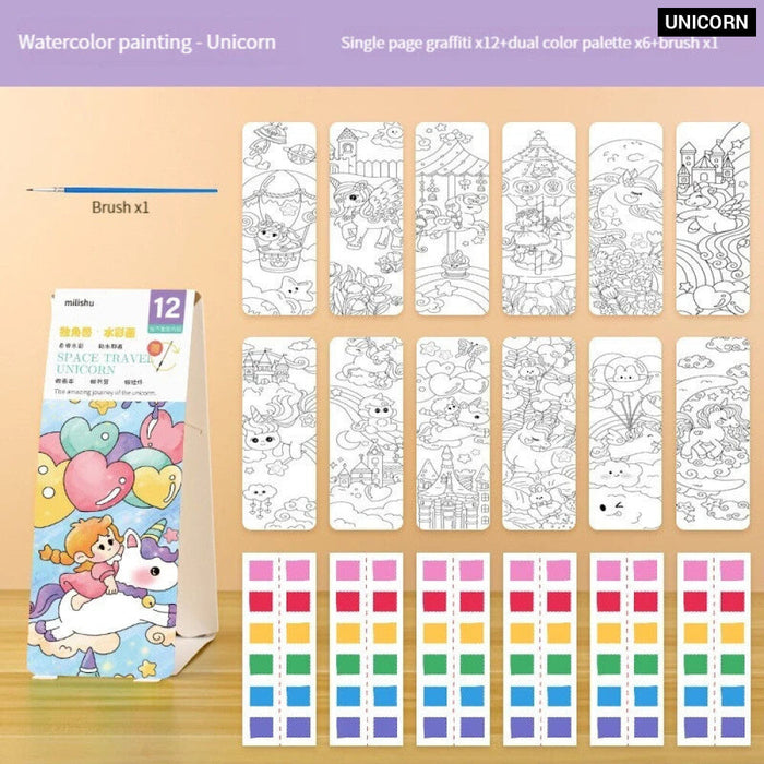 12 Sheets Watercolour Colouring Book