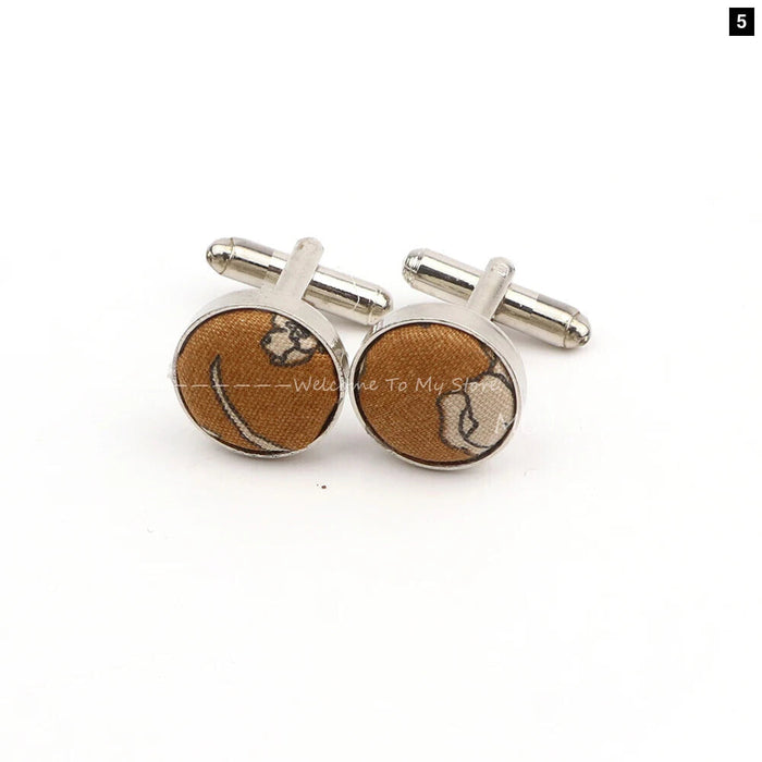 Floral Pattern Cufflinks Mens Classic White Metal Accessory