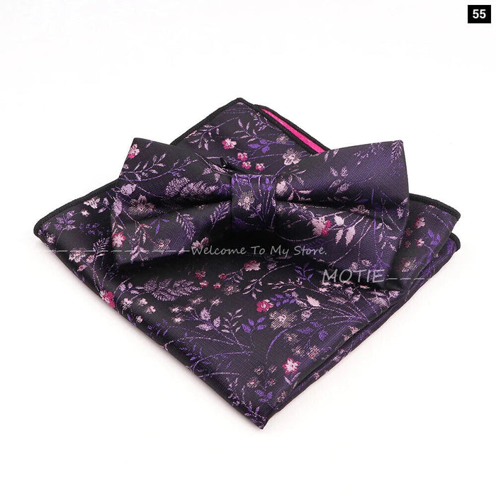 Gracefully Polyester Handkerchief Set Purple Blue Floral Butterfly For Parties And Gifts