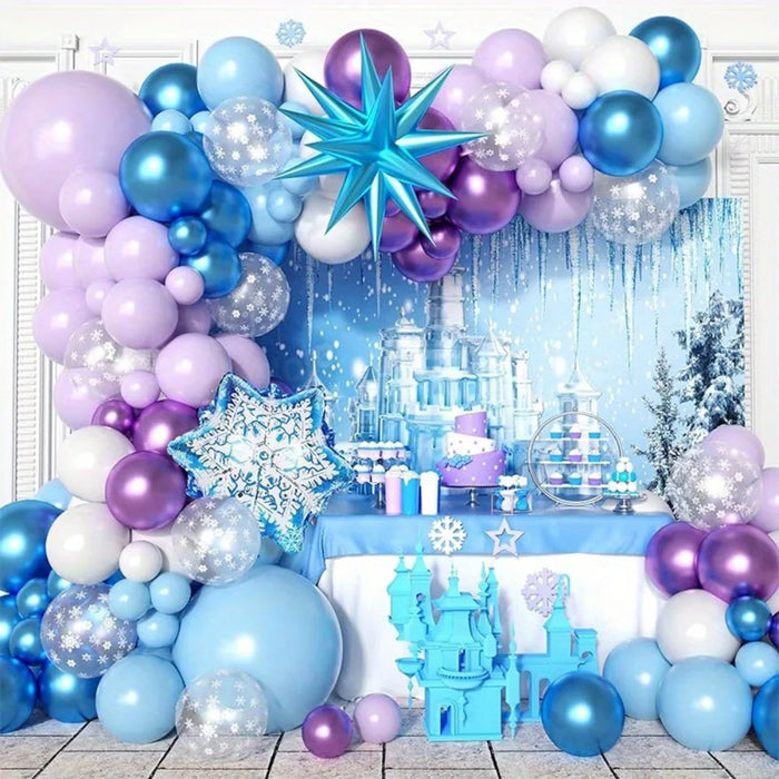 136Pcs Snowflake Balloon Arch Set Perfect For Winter Wonderland Themed Parties Ideal For Wedding Birthdayanniversary Celebrations