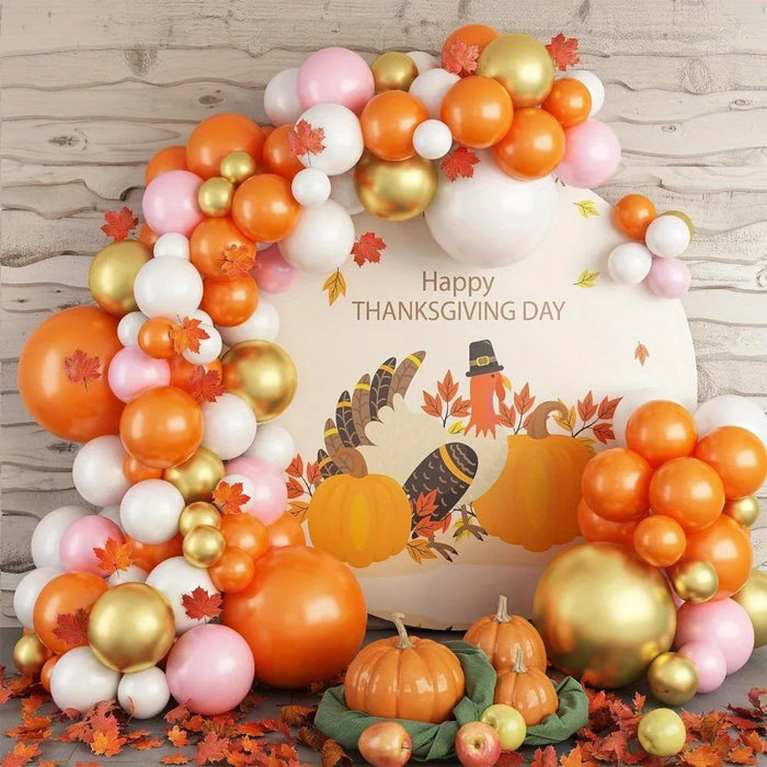 141Pcs Fall Balloon Wreath Arch Kit - Suitable For Thanksgiving Birthday Bachelor Party Graduation Ceremony Decoration