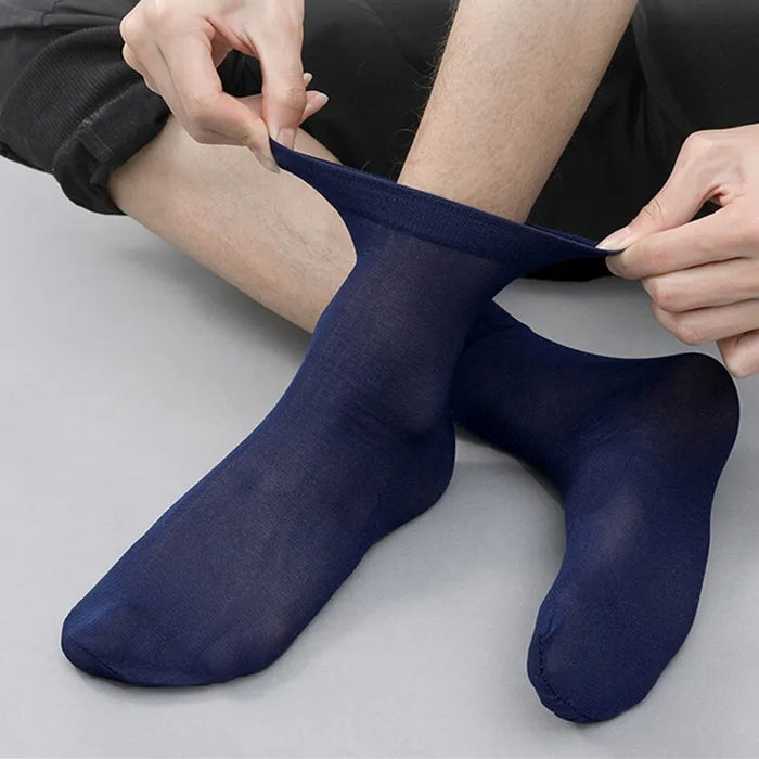 20 Pairs Mens Thin Ice Silk Mid Calf Socks Breathable Disposable