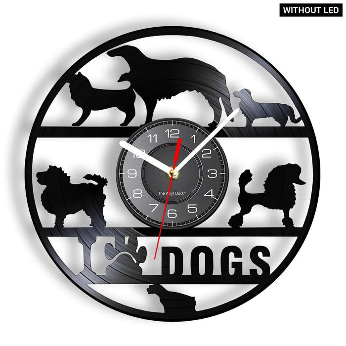 Dog Breeds Vinyl Record Wall Clock