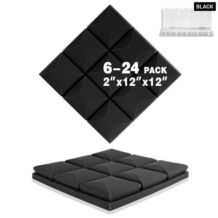 Sound-absorbing Panels With Glue 6/12/24 Pcs Self-adhesive 3d Foam Panels Acoustic Sound Proof Panel Soundproofing Treatment