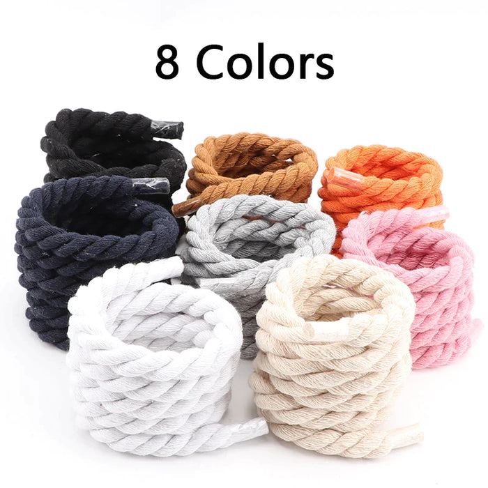 Colourful 1Cm Thicker Cotton Running Sneakers Shoe Laces 1Pair 100/120/140Cm Length