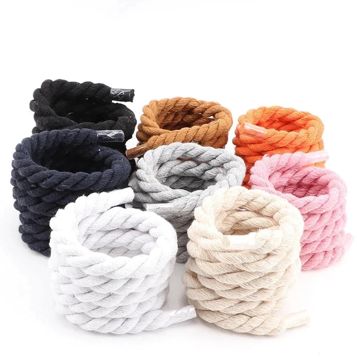 1Pair Round Colourful 1Cm Thicker Cotton Running Sneakers Shoe Laces 100/120/140/160Cm Length