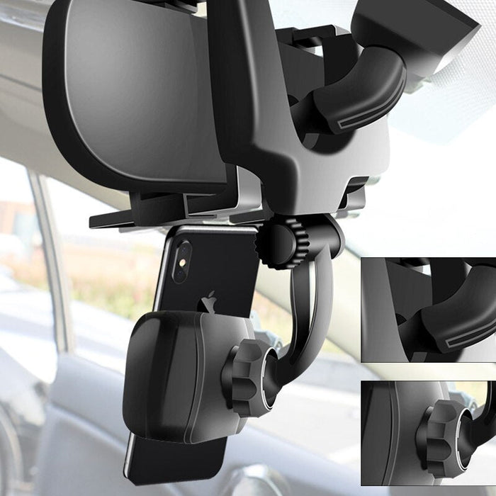 Car Phone Holder Rearview Mirror Mount Car Phone Bracket Navigation GPS Stand Foldable Adjustment Holder Car Cell Phone Support