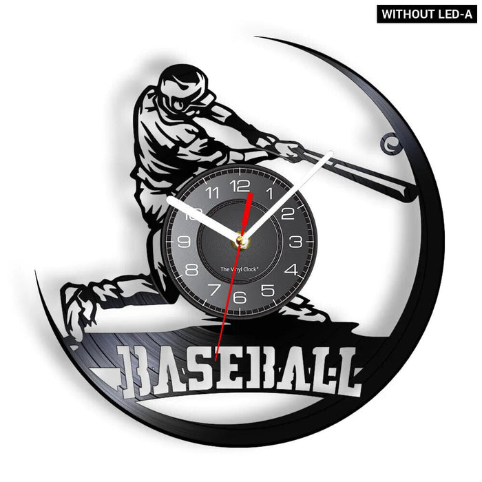 Baseball Hitter And Catcher Vinyl Record Wall Clock