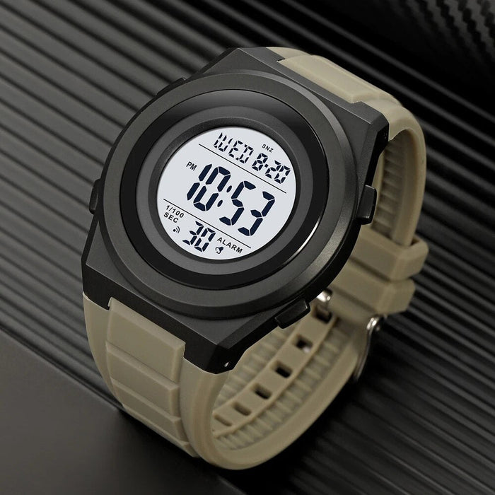 Men's Silicon Digital Date Calendar Display 5ATM 50M Water Resistant Wristwatch