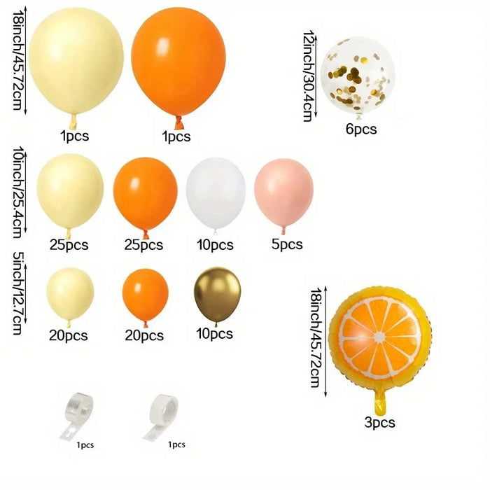 128Pcs Orange Party Balloon Arch Set Suitable For Fruit-Themed Events Birthday Parties Anniversaries And Other Scenes Decoration