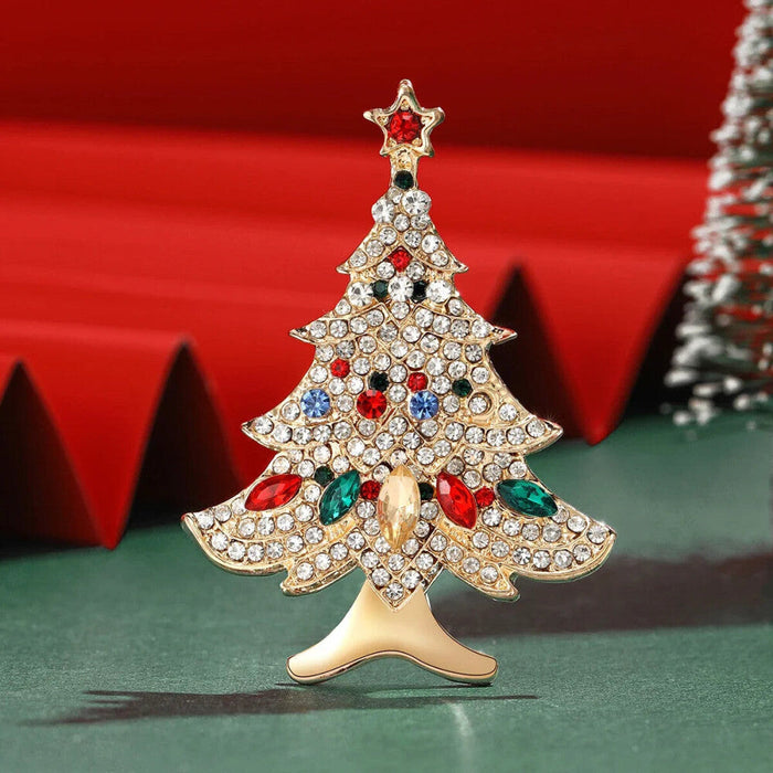 Sparkling Rhinestone Christmas Tree Brooch Pin