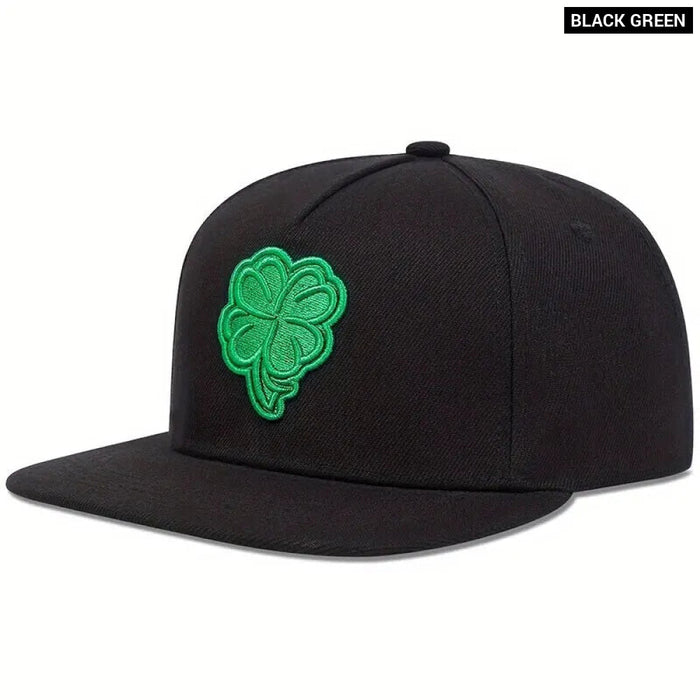 Adjustable Clover Embroidered Baseball Cap / Hat For Outdoor Wear