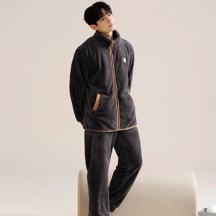 Mens Winter Pajama Set With Zipper