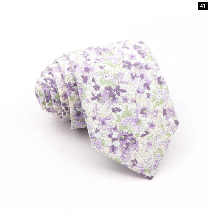 Blue Floral Cotton Ties For Weddings Business And Daily Wear