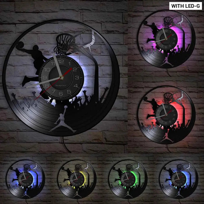 Silhouette Dunking Vinyl Record Clock