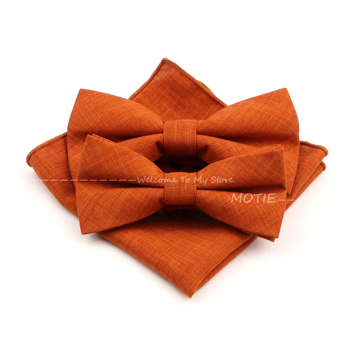 Design Cotton Handkerchief Set Adult And Kids Butterfly Bowtie Cufflink Brooch Party Suit Accessories