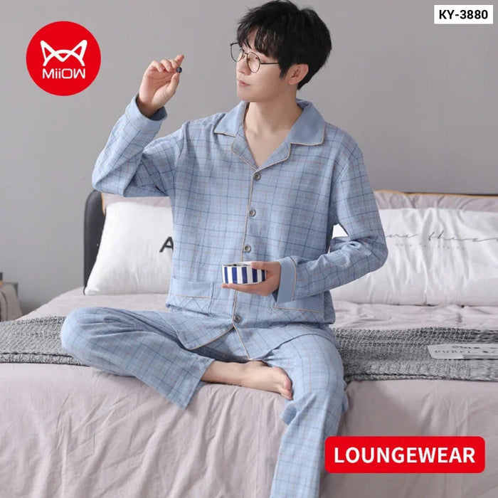 Comfy Cotton Mens Pajamas With Long Sleeves