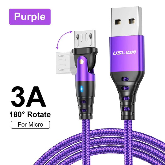 180 Rotating Micro Usb Cable For Fast Charging