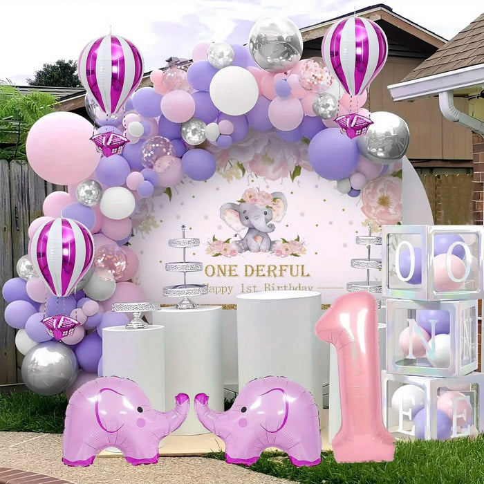 121 Pcs Pink Elephant Balloon Arch Kit For Birthday Parties Friend Gatherings Engagements Anniversaries And Event Decorations
