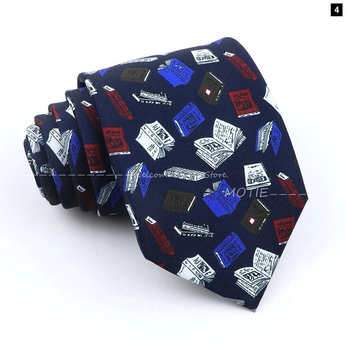 Musical Geometry Necktie Mens Blue Polyester Tie For Business And Party Wear