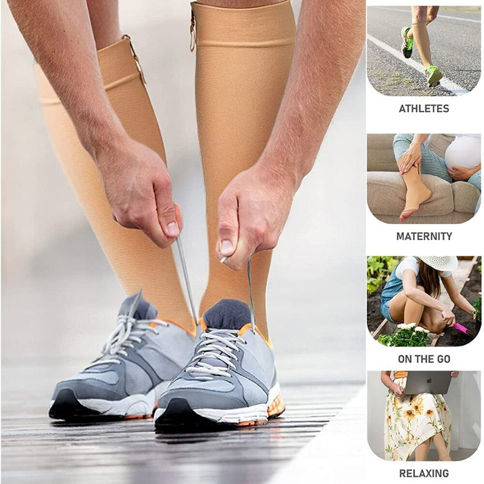 2Pcs/Pair Zipper Compression Skin Protection Open Toe Socks for Men Women