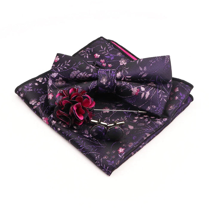 Gracefully Polyester Handkerchief Set Purple Blue Floral Butterfly For Parties And Gifts