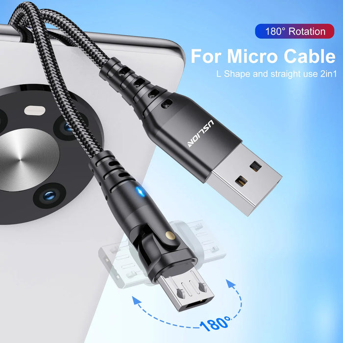 180 Rotating Micro Usb Cable For Fast Charging