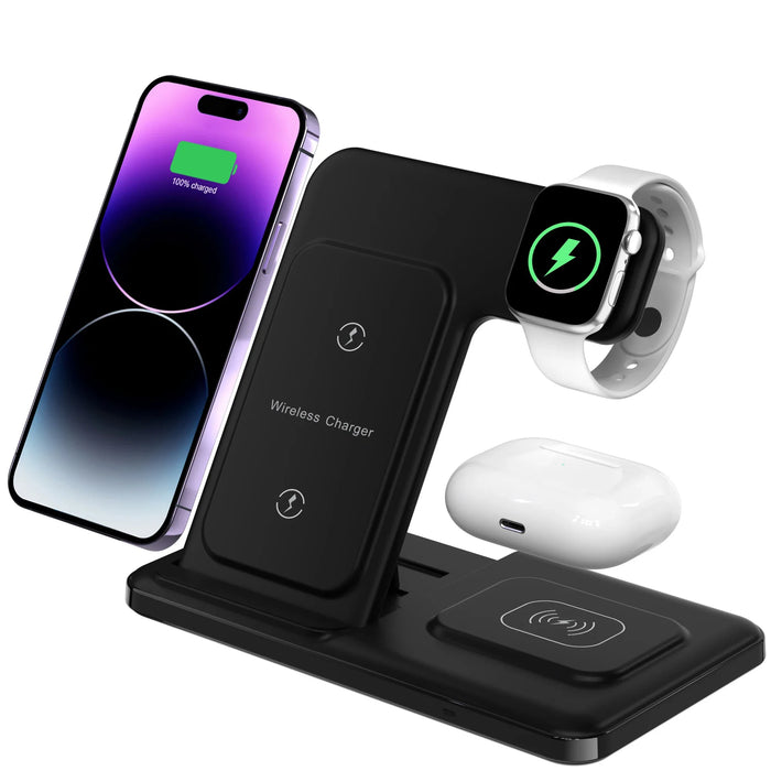 3 In 1 Wireless Fast Foldable Charging Dock Station For Iphone 14 13 12 11 Max Apple Watch 8 7 6 Airpods Pro