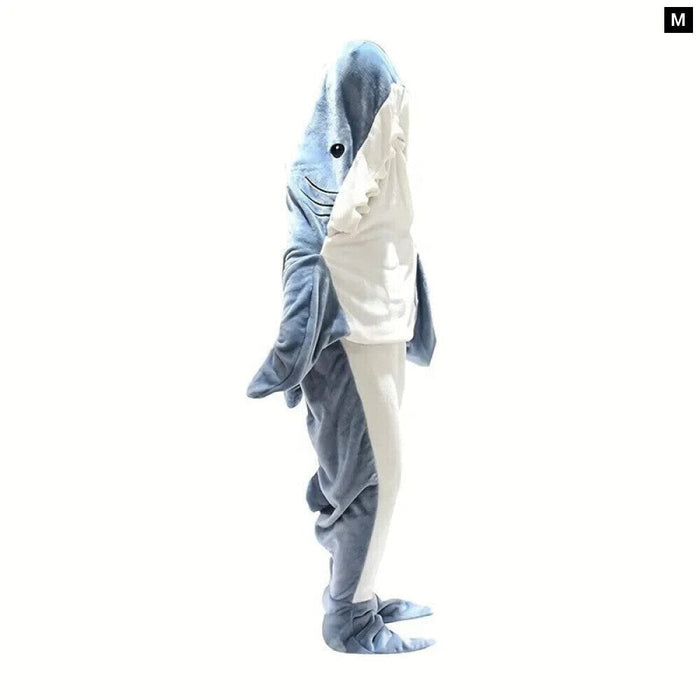 Adult Shark Blanket Winter Wearable Hooded Onesie For Slumber Party