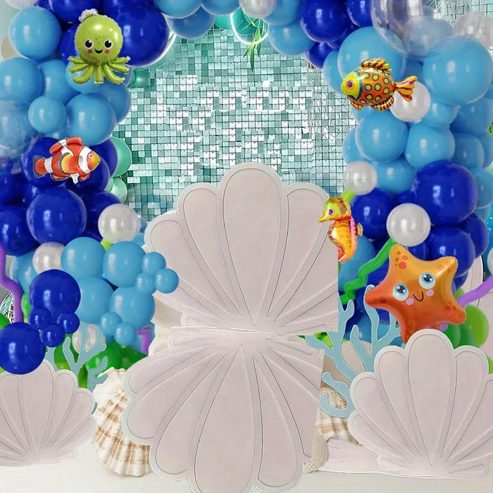 140Pcs Ocean-Themed Balloon Garland Kit - Blue Sea Animal Party Decor For Summer & Birthday Celebrations Indoor / Outdoor Use