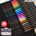 20 Metallic Brush Markers Set 2mm Tip Water Based Black