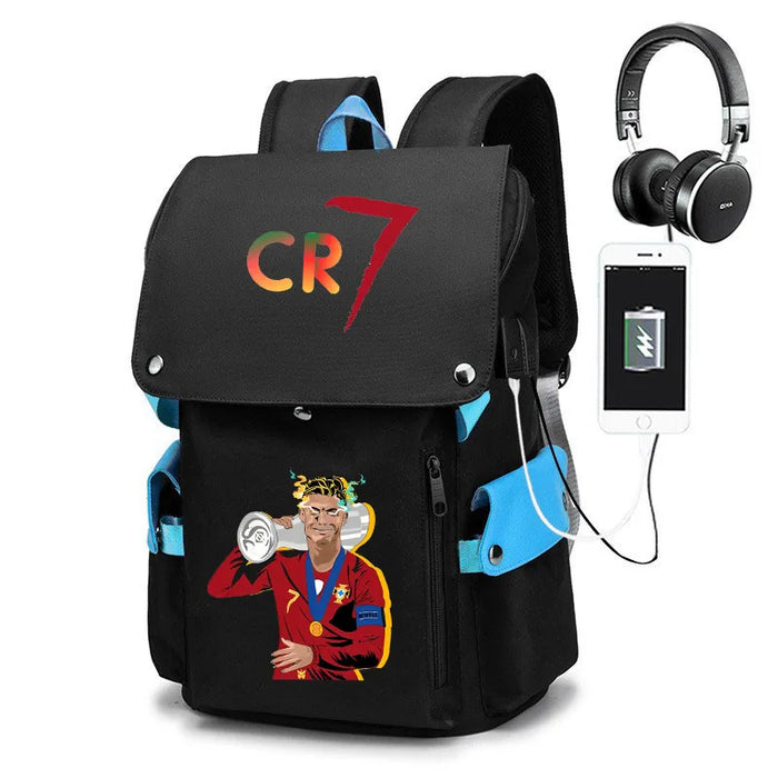 Ronaldo Teen Schoolbag Casual Usb Travel Backpack For Students