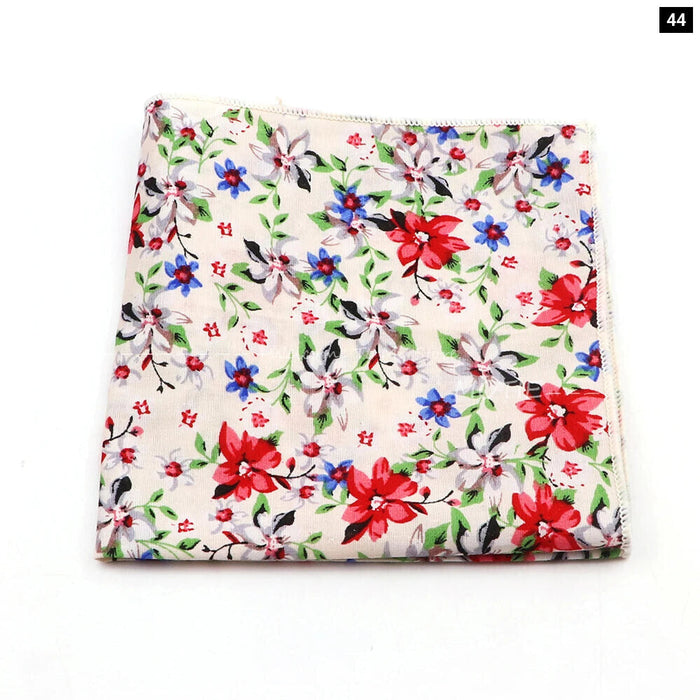 Floral Pocket Square For Men Classic White Cotton Handkerchief For Weddings And Daily Wear