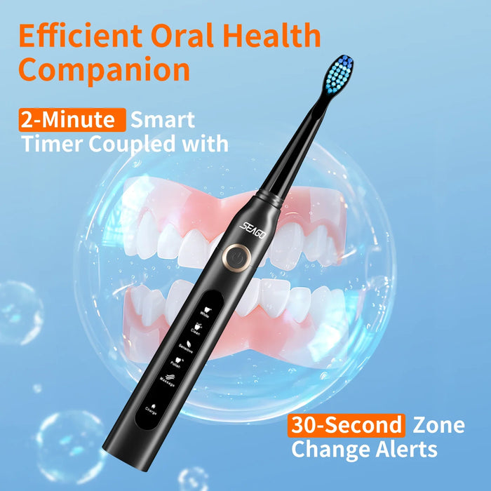 8 Head Sonic Toothbrush 5 Modes Rechargeable Ipx7 Waterproof