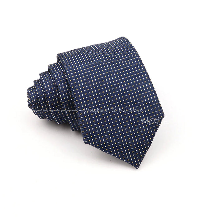 Deep Blue Striped Polyester Neckties For Business Weddings And Daily Wear