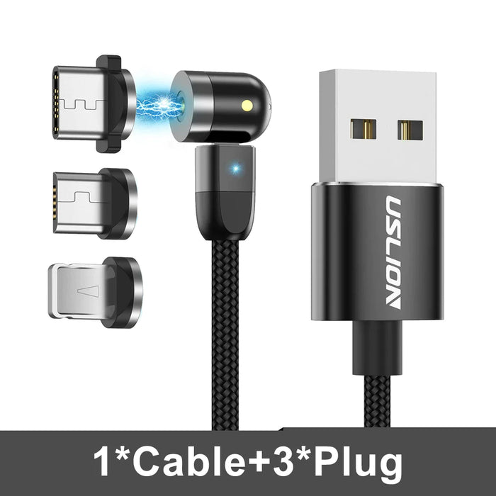 3 In 1 Magnetic Usb Fast Charging Cable With 540 Degree Rotation