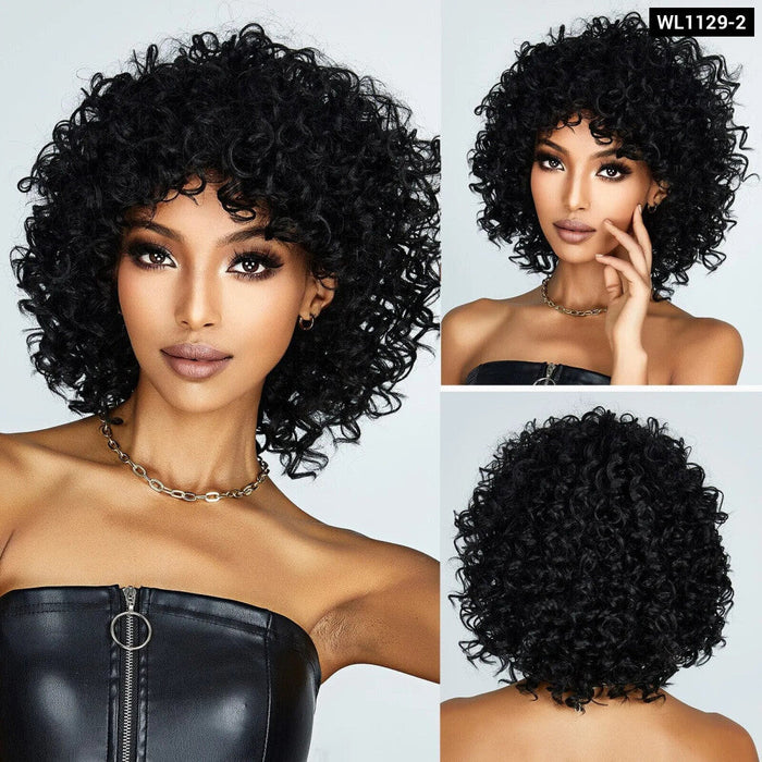 Short Brown Blonde Curly Synthetic Wig