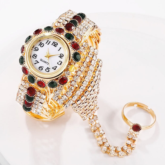 Luxury Women Bracelet Quartz Watches For Women Diamond Watch Ladies Sports Dress Red Dial Wrist Watch Clock