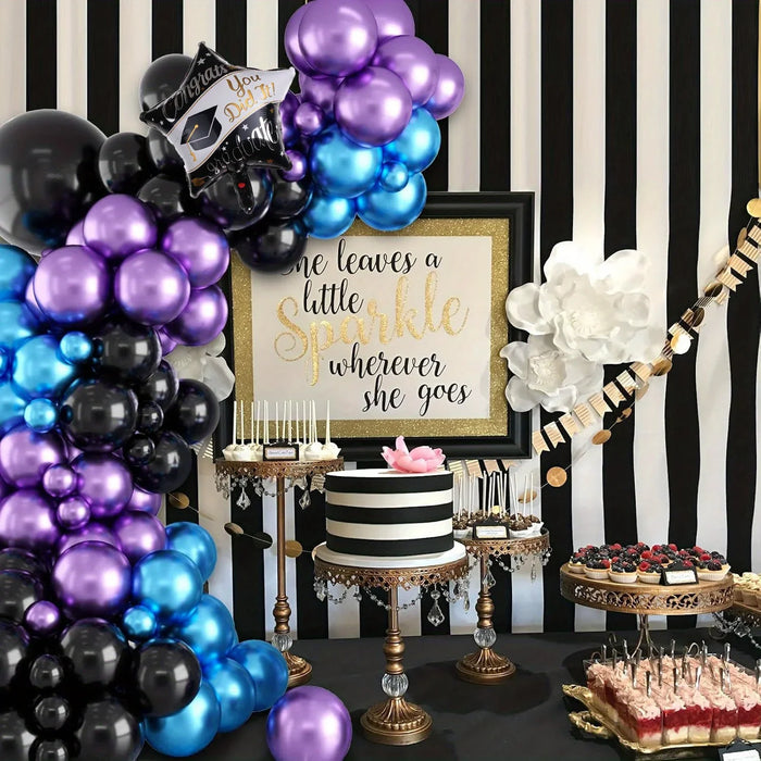 149Pcs Black And Silver Balloon Arch Wreath Set Birthday Shower Graduation Wedding Birthday Party Anniversary Decoration