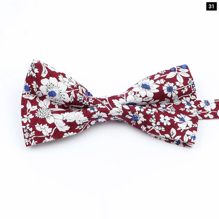 Colourful Floral Bow Ties Fashion Cotton Print For Mens Wedding And Business Suits