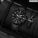 3pcs Set Fashion Mens Watches Men Necklace Bracelet Leather