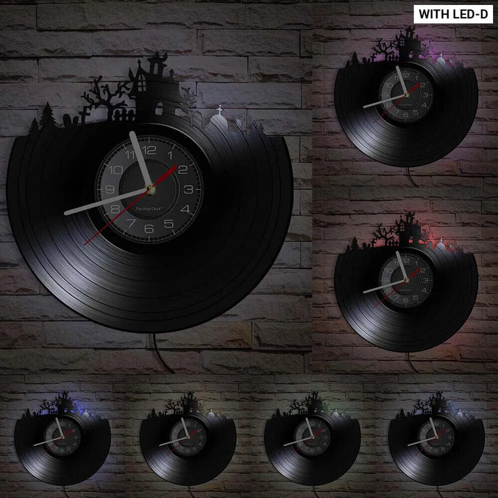 Spooky Halloween Vinyl Record Wall Clock