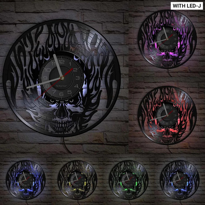 Skull Heads Vinyl Record Wall Clock