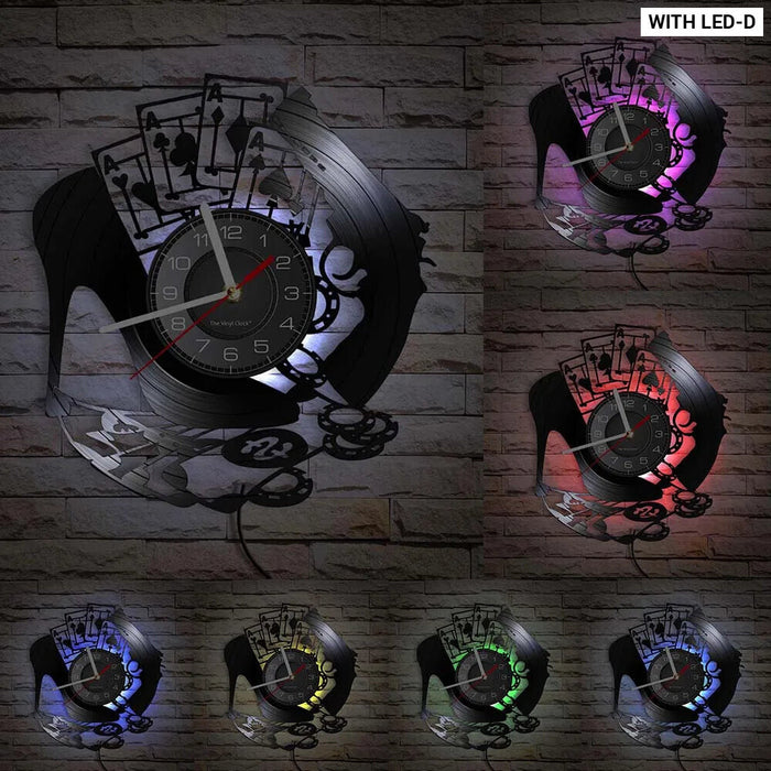 Poker Royal Flush Vinyl Record Wall Clock